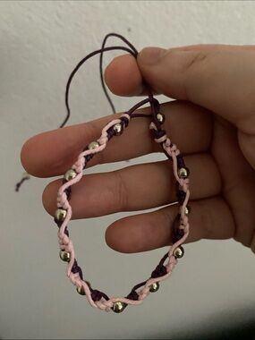 Handmade Pink & Plum Beaded Braided Bracelet